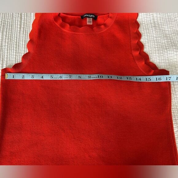 Cable & Gauge Women’s Orange Scalloped Tank Top Rayon Blend Size Large - Picture 9 of 10
